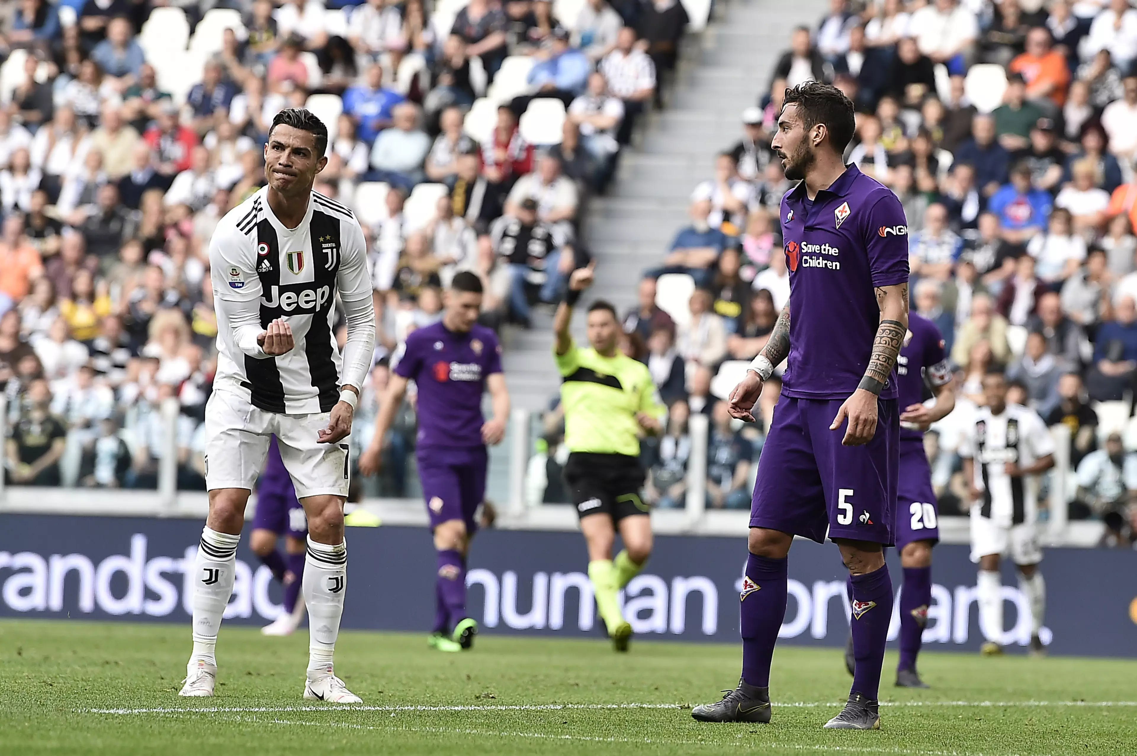 Ronaldo celebrates against Fiorentina. Image: PA Images