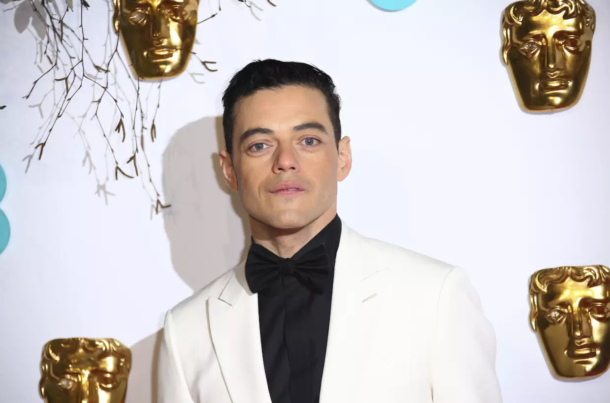 Rami Malek on the red carpet at this evening's BAFTA awards.