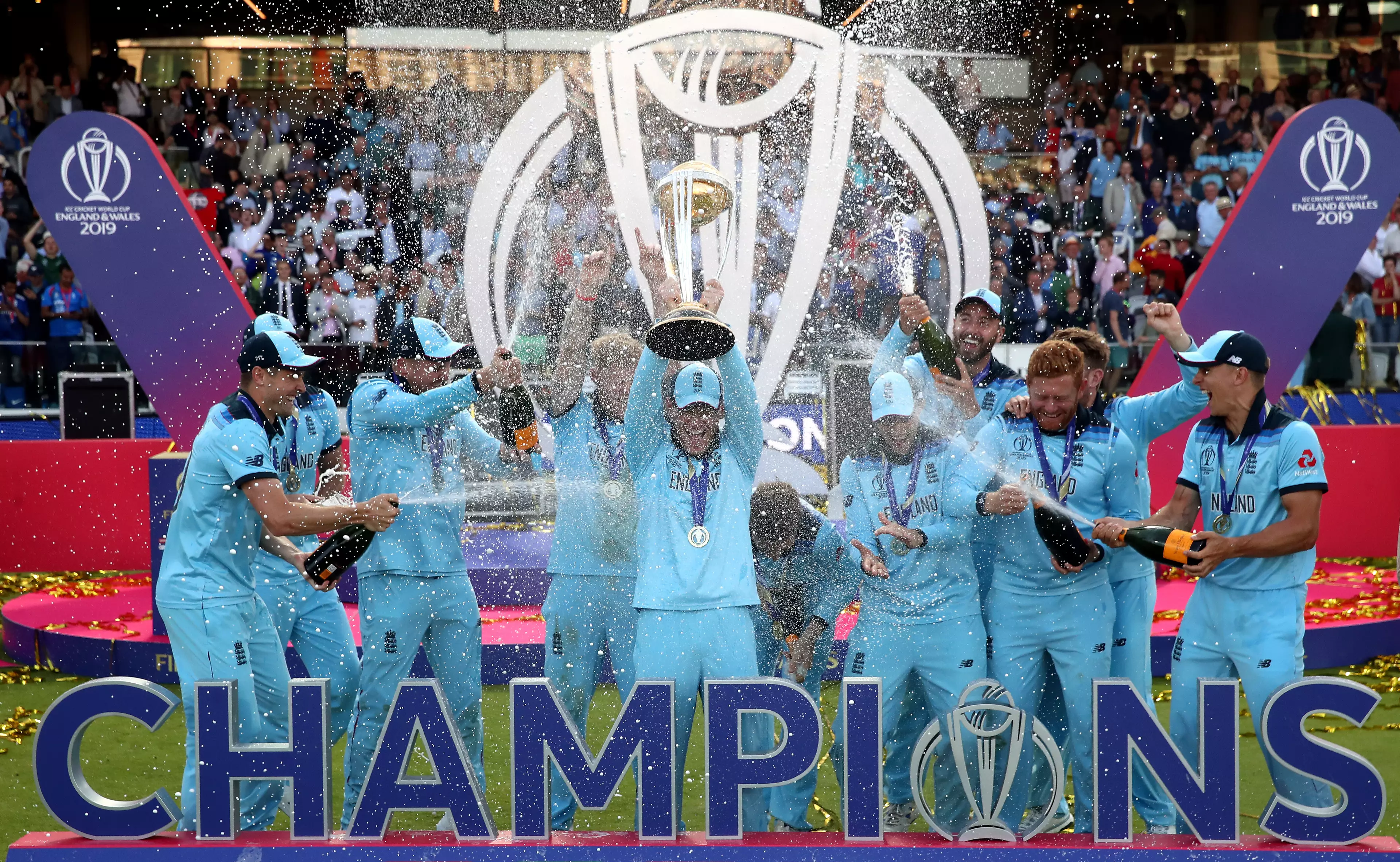 England celebrate winning the Cricket World Cup.