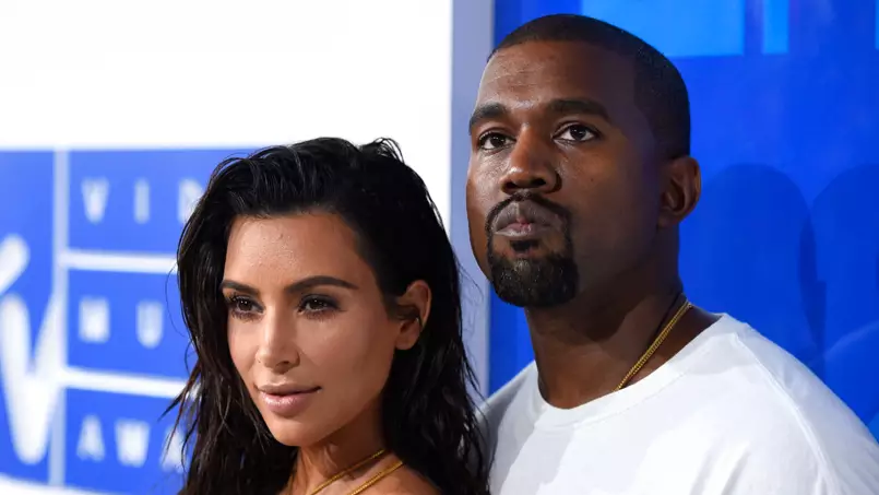 Kim Kardashian and Kanye West arrive at the MTV Video Music Awards in New York.