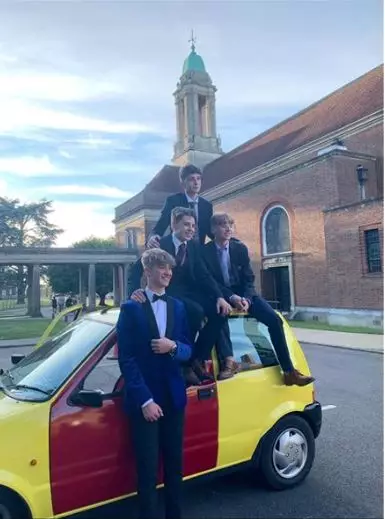 The Inbetweeners tribute act headed off to prom.