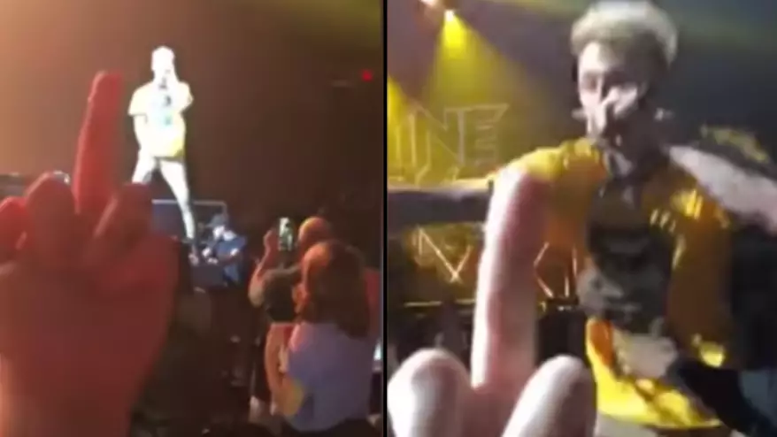 Fans Flip The Finger At Machine Gun Kelly And Get In His Face As He Performs Eminem Diss