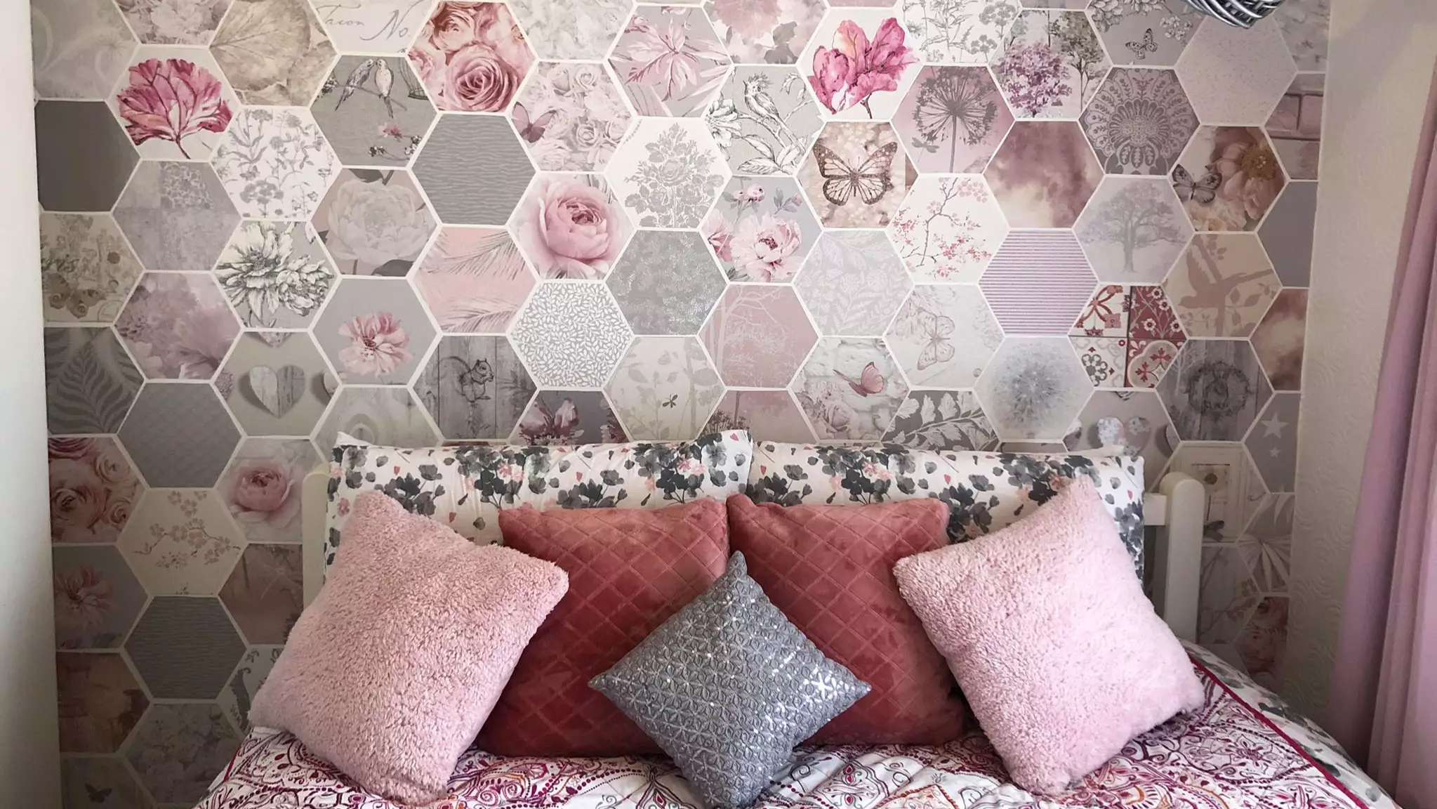 This Woman Created An Amazing Feature Wall Using Just Wallpaper Samples