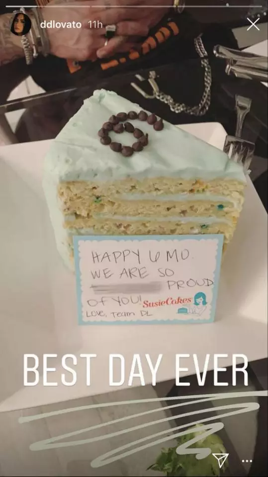 A celebratory cake from Demi Lovato's team.
