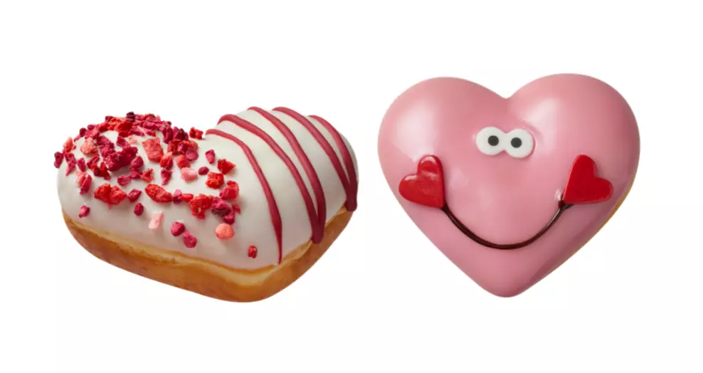 The brand new White Chocolate Berry Heart (left) is filled wit strawberry and white chocolate at its centre (
