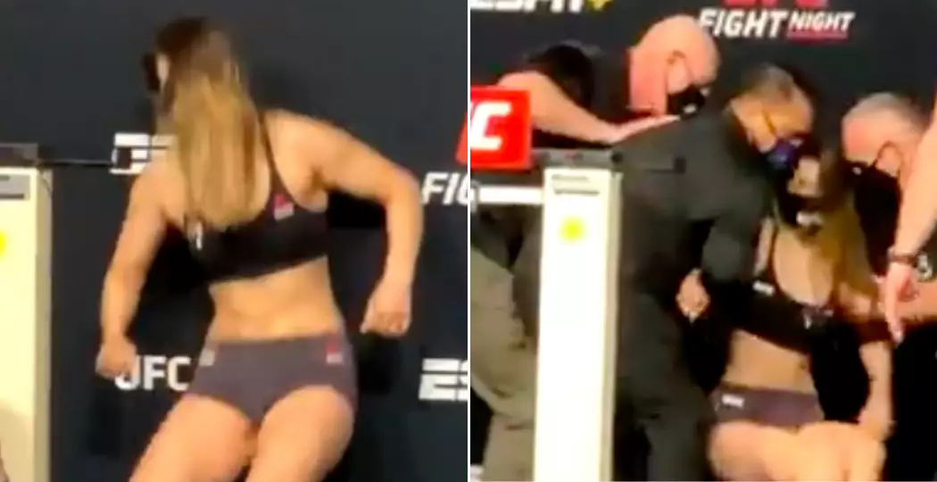 UFC Fighter Julija Stoliarenko Has Terrifying Collapse On Scales At Weigh-In
