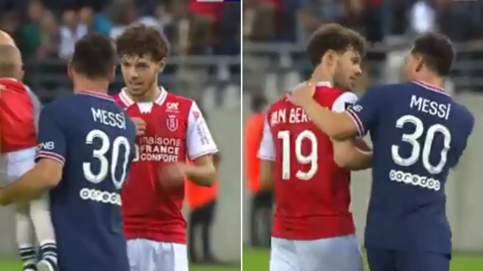 It Looks Like Lionel Messi Said No When A Reims Player Asked For His PSG Shirt