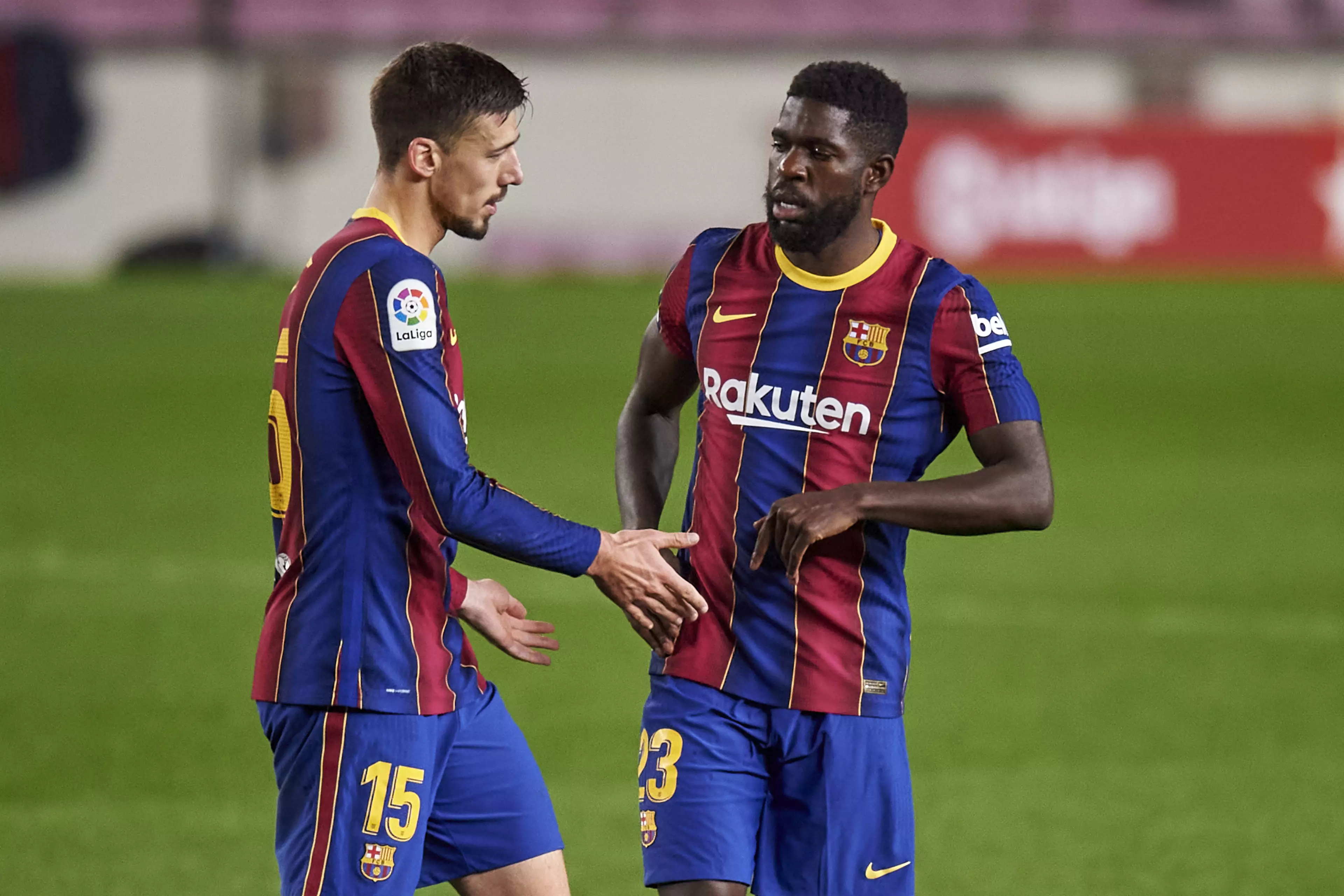 Lenglet and Umtiti could both be leaving Barcelona this summer. Image: PA Images
