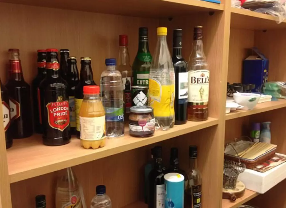 Bottles of booze were also found in Stewart's office.