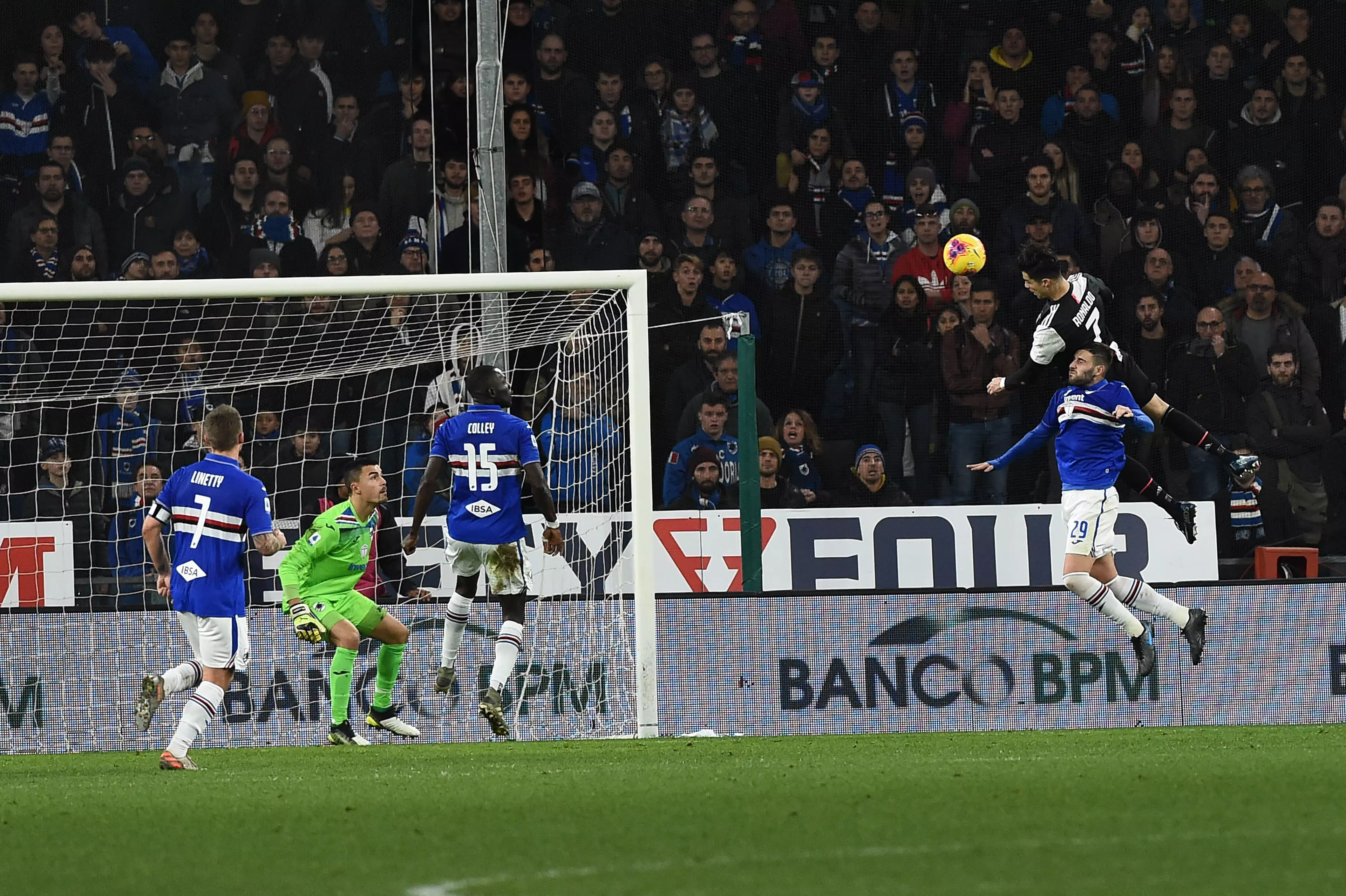 Ronaldo scored a ridiculous header against Sampdoria recently. Image: PA Images