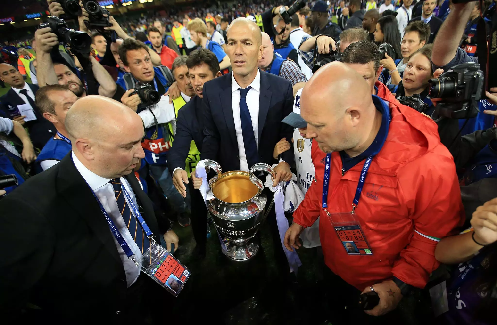 Zidane celebrates with the cup. Image: PA