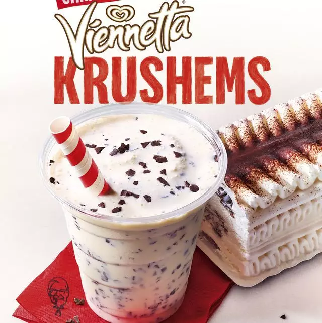 The dreamy milkshake is a mix of creamy vanilla ice cream, with those iconic Viennetta dark chocolate shards (