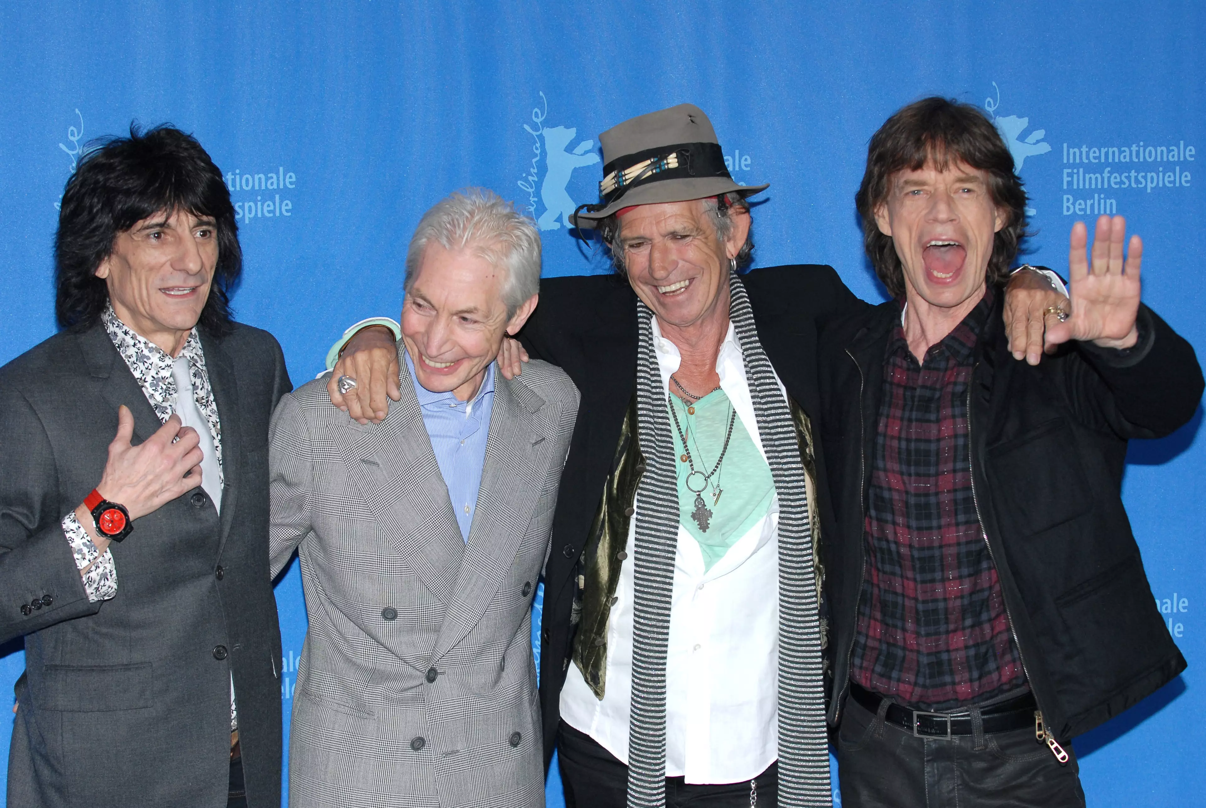 February 2008 photo of Rolling Stones members Mick Jagger, Keith Richards, Ron Wood and Charlie Watts. (