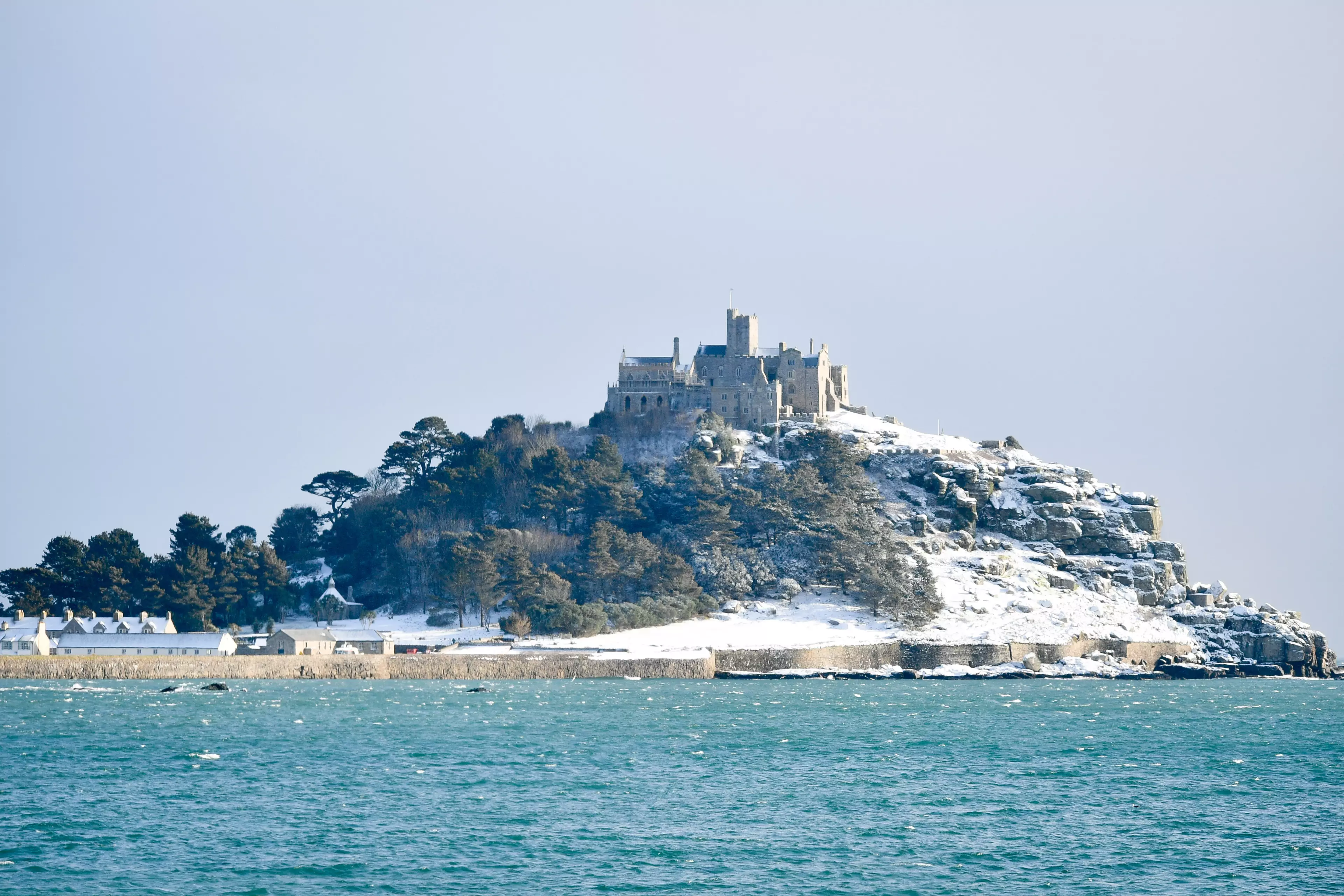 The castle in the snow.