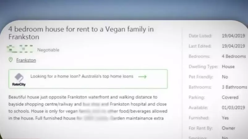 Melbourne Homeowner Posts Ad For Vegan-Only Tenants