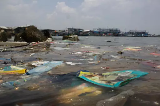 Plastic pollution in waterways.