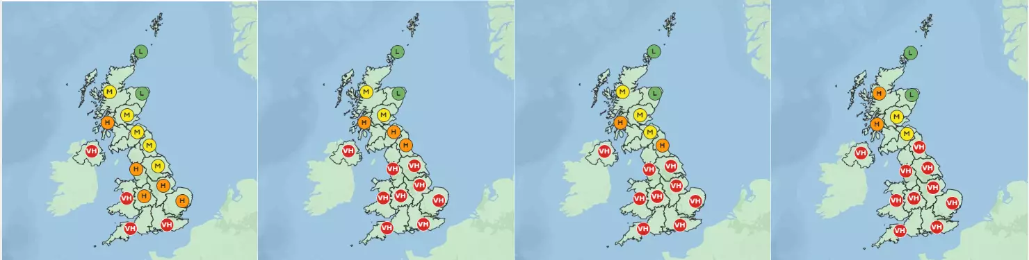Tuesday to Thursday is looking like bad news for the hayfever crew.