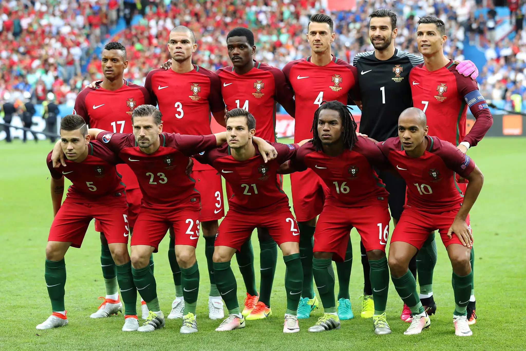 Portugal line up for the 2016 Euro final. Image: PA