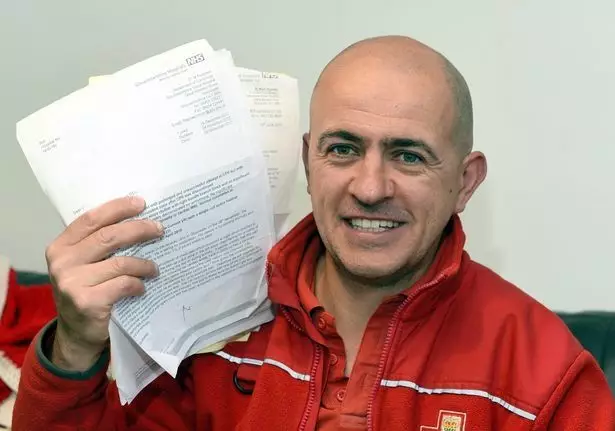 Mr Araujo with his medical letters.