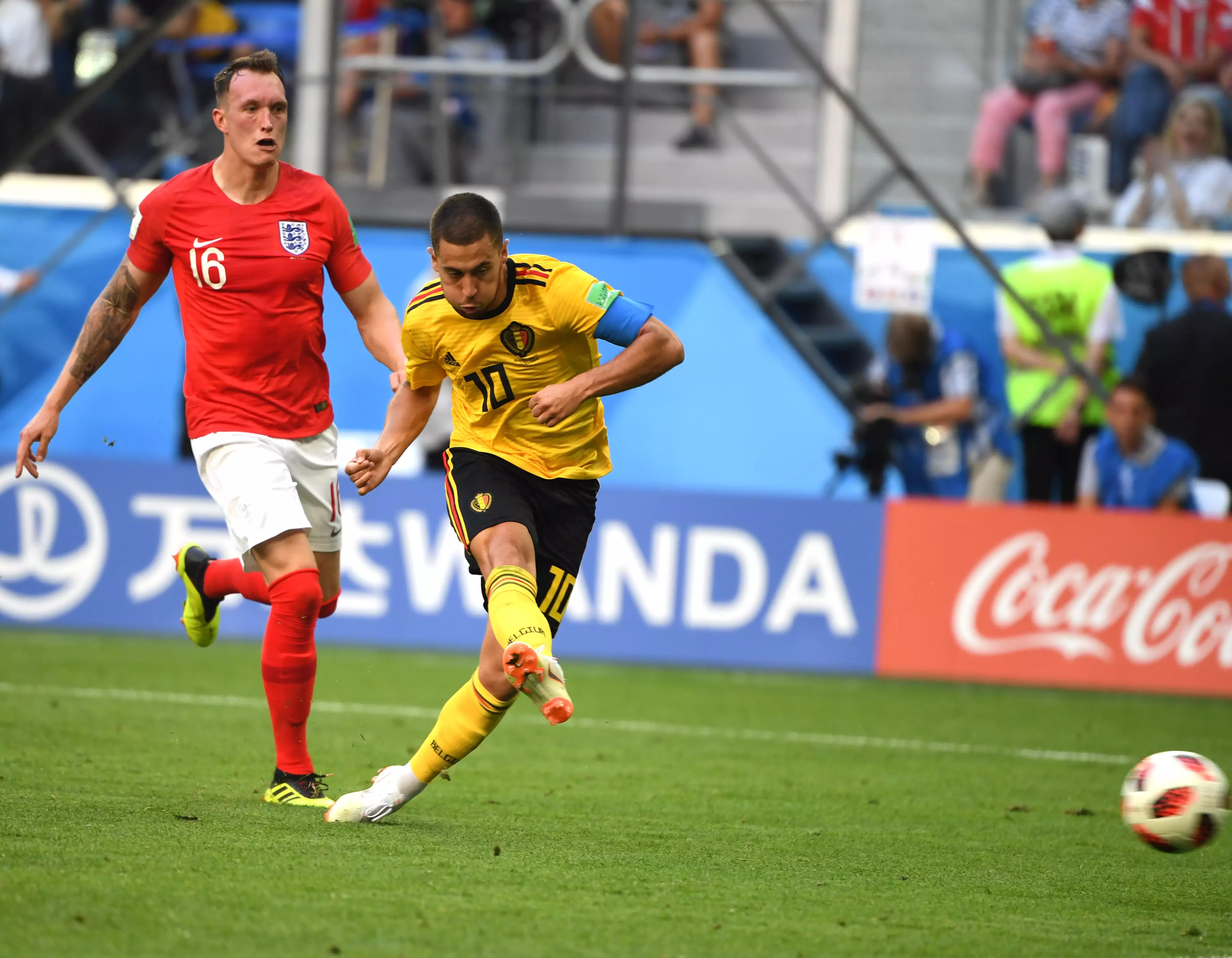 Hazard scores for Belgium at the World Cup. Image: PA