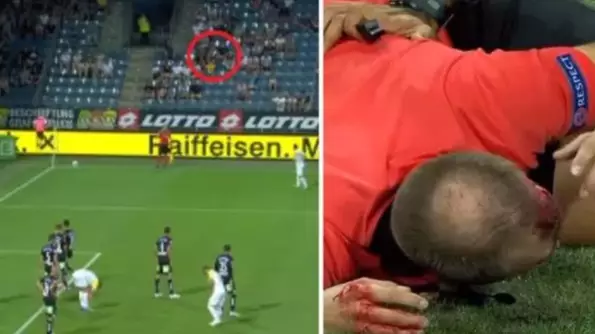 Linesman Left A Bloody Mess After Cup Was Thrown In Europa League Clash 