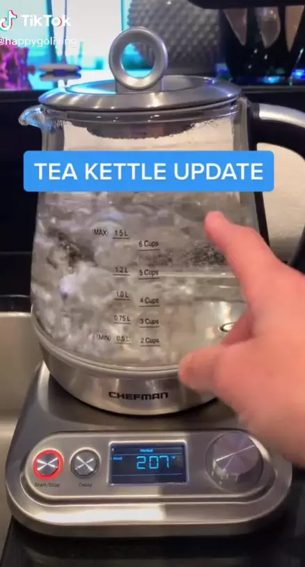 In a follow-up video, the woman took out the infuser and the kettle worked perfectly.