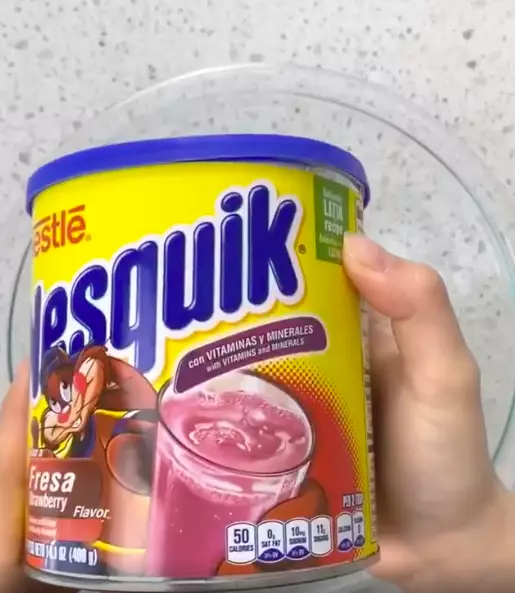 The creamy, whipped strawberry drink requires a childhood store cupboard staple - Nesquik (
