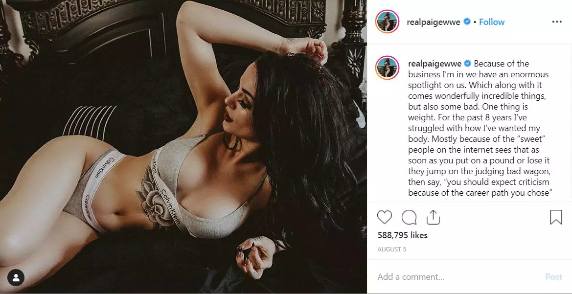 Paige Previously Slammed Body Shamers In Instagram Post.