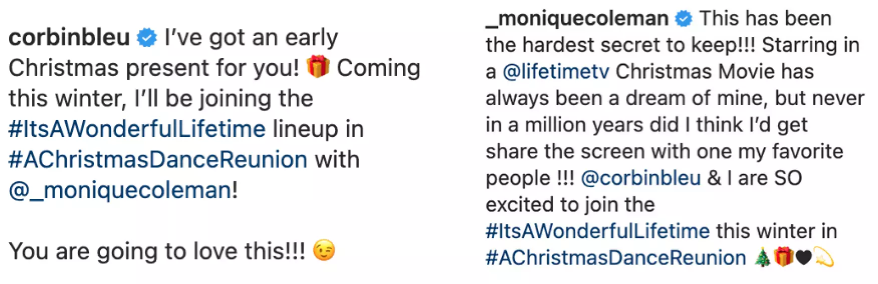 Corbin and Monique both posted the movie's poster on their Instagram accounts and teased fans about their upcoming reunion (