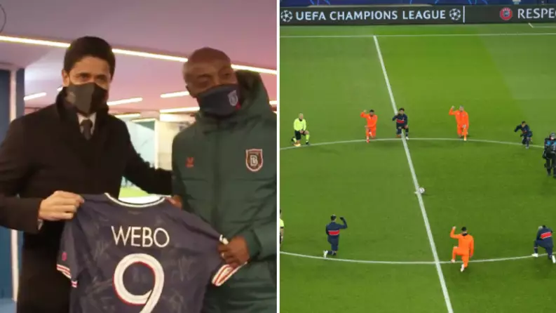 Paris Saint-Germain Give Istanbul Basaksehir Assistant Coach Pierre Webo A Shirt Signed By Whole Team