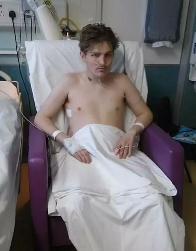 Ewan in hospital.