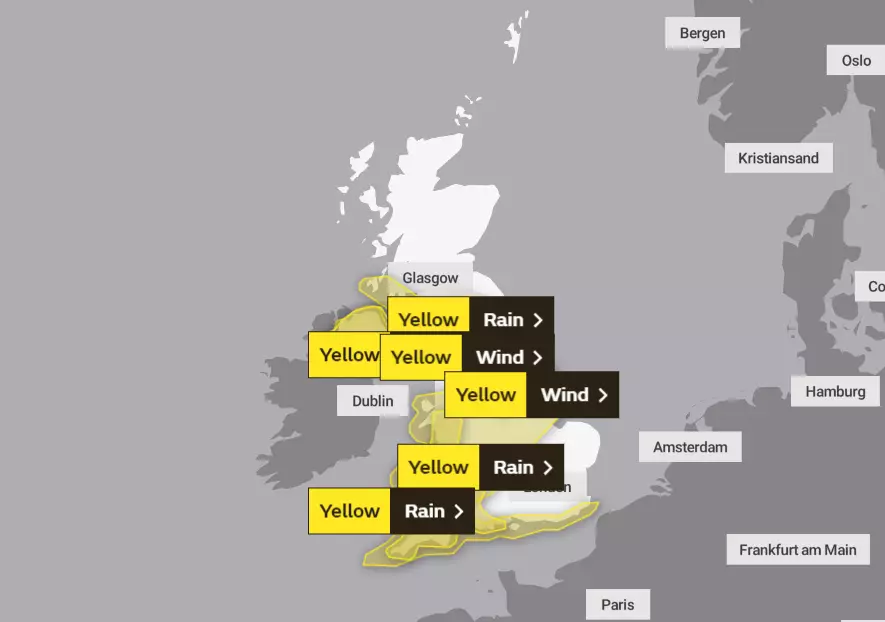 Yellow weather warnings are in place (
