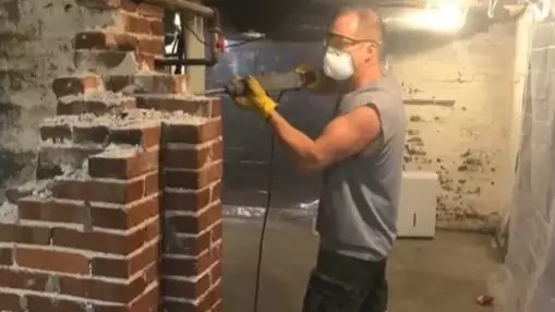 Dad Transforms Basement Into Nightclub With Bar Made From A Chimney