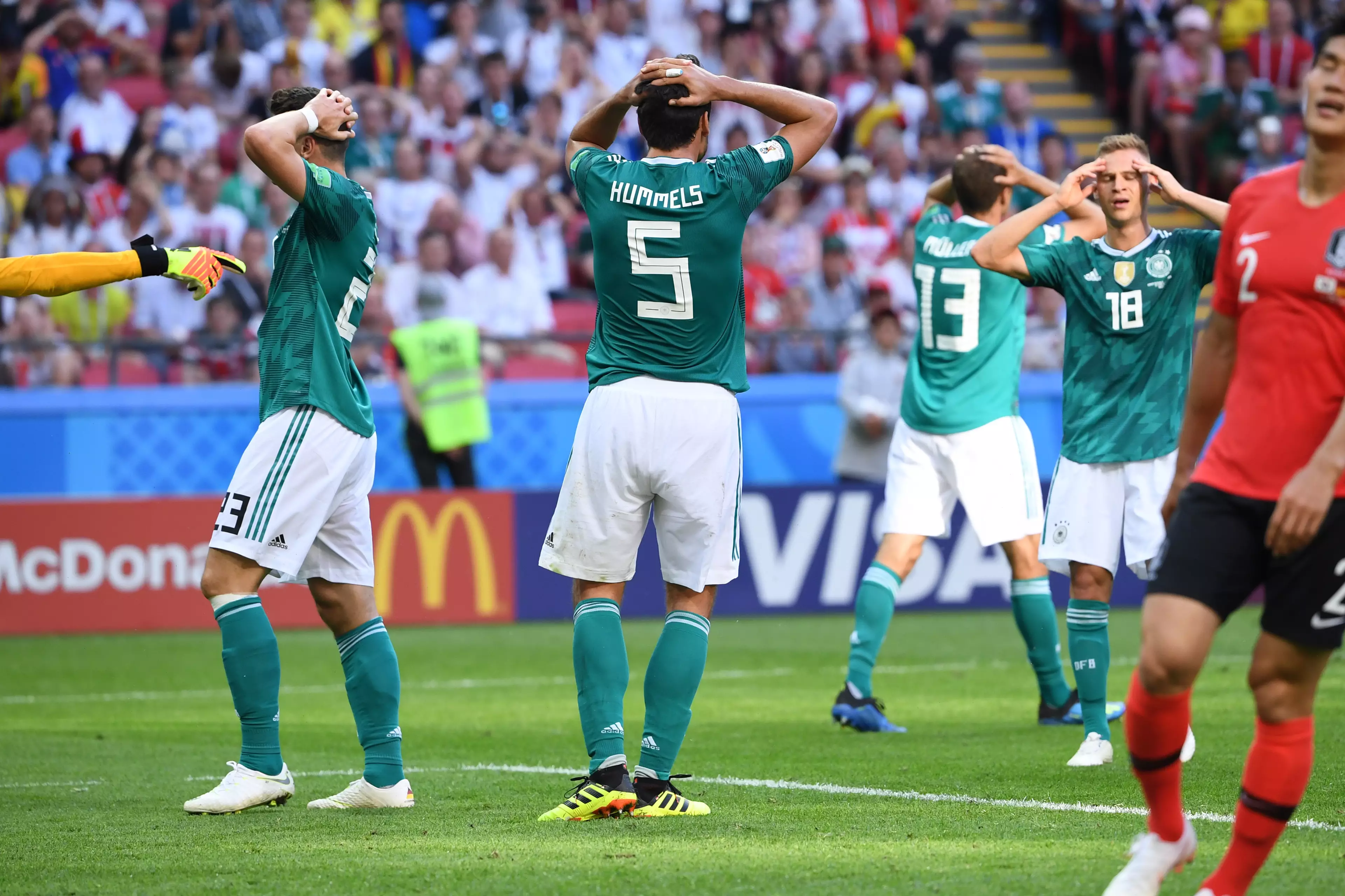 Disappointment among the German team. Image: PA