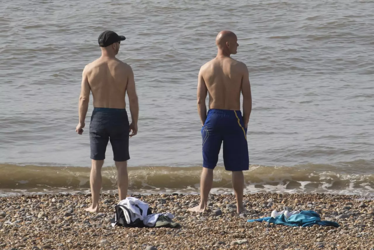 Two men on the beach today.