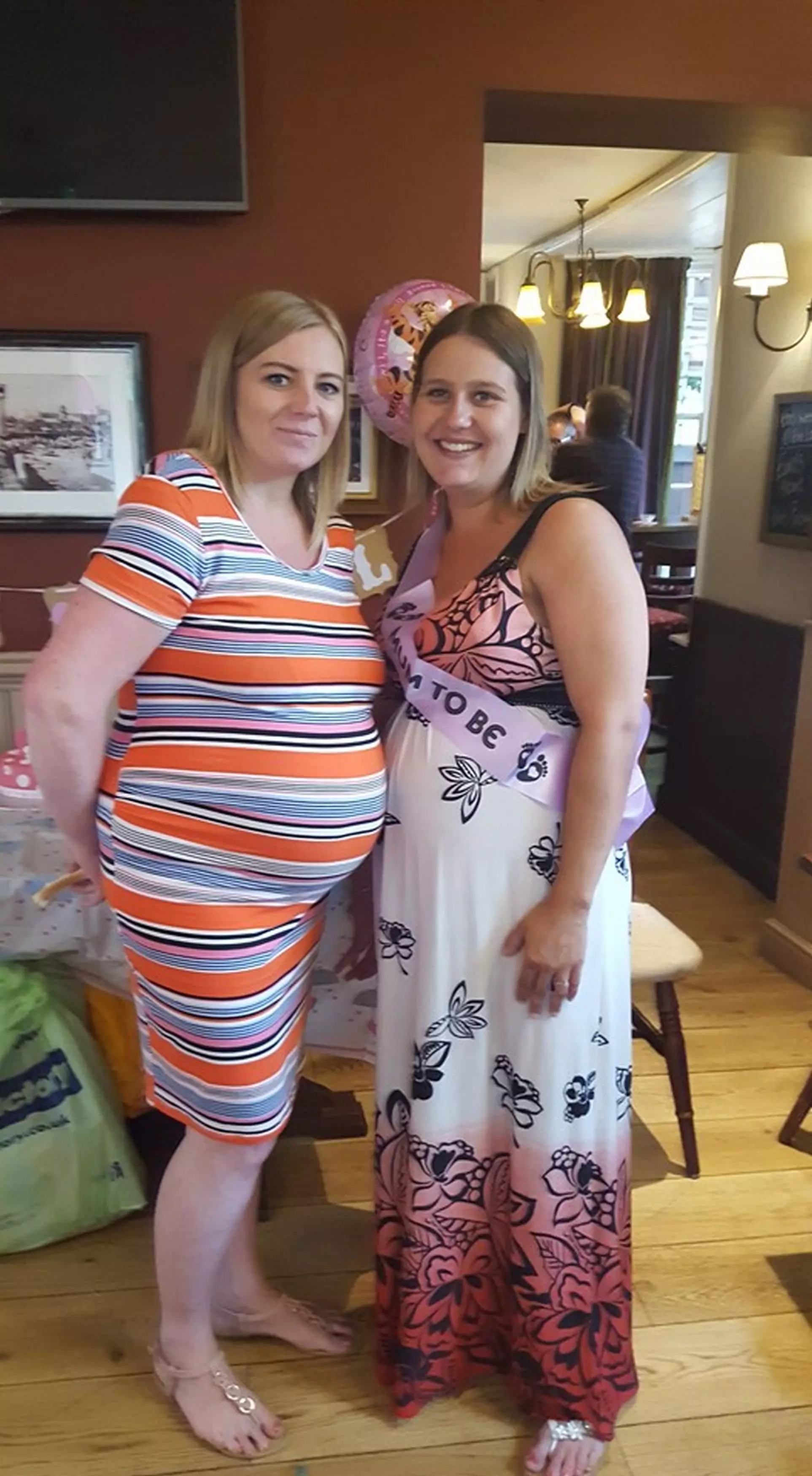 Grace (left) showing off her previous pregnancy bump when she was expecting Blake.