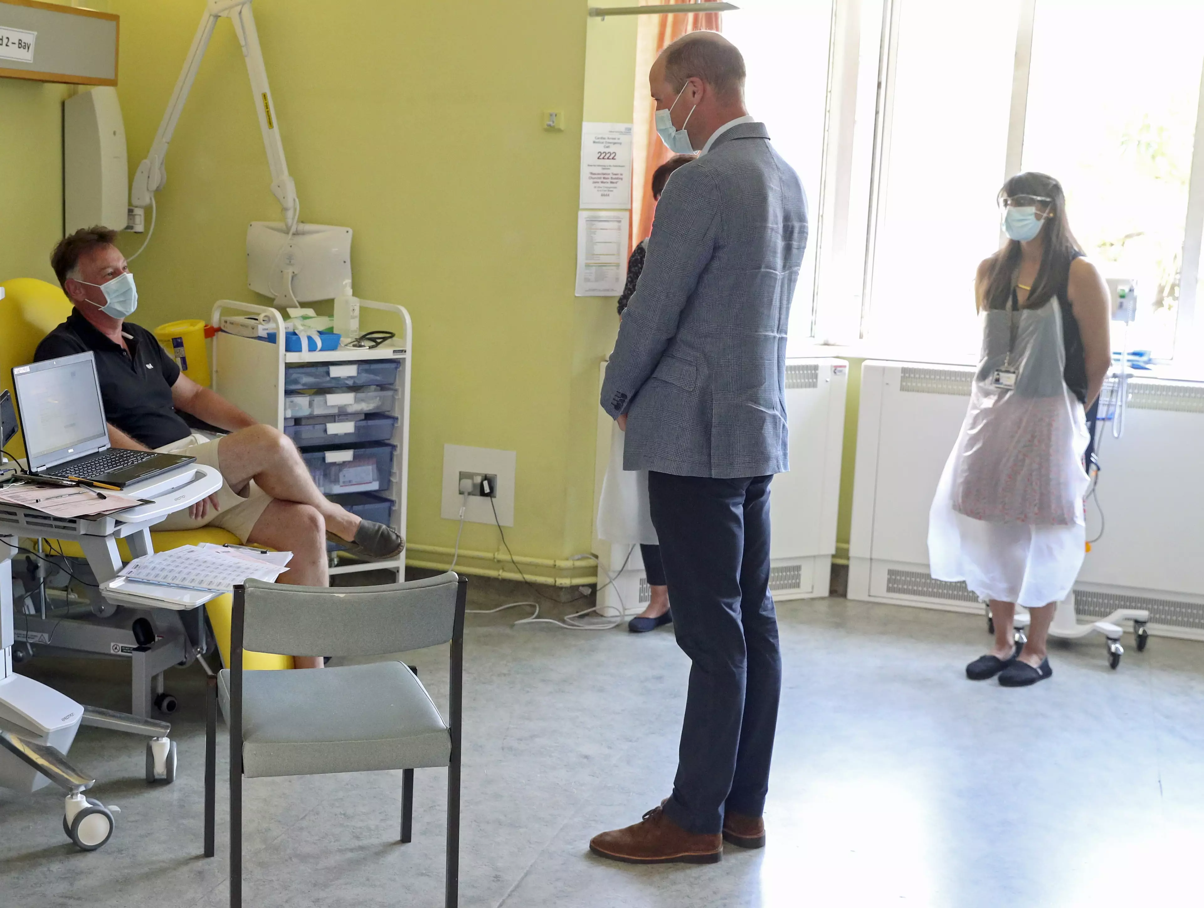 The Duke of Cambridge visits one of the participants in the Oxford vaccine trial.