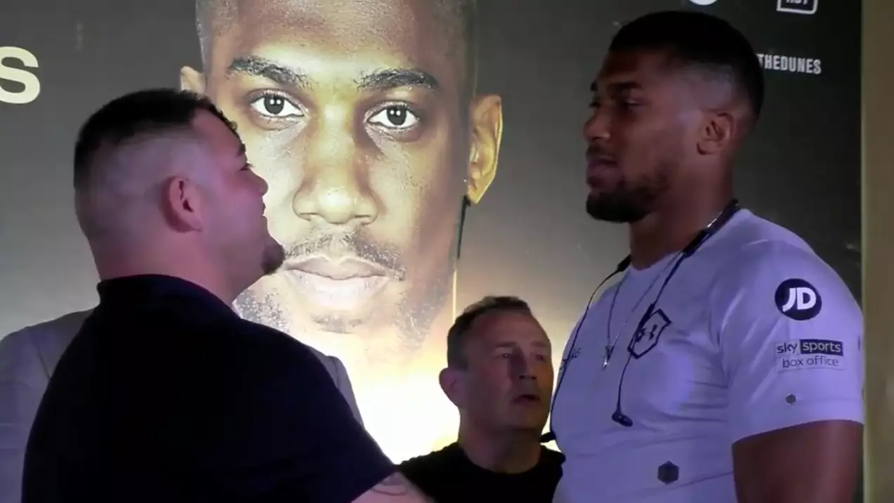 Andy Ruiz Jr And Anthony Joshua Come Face-To-Face In Intense Staredown In Saudi Arabia