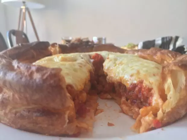 Yorkshire pudding pizza
