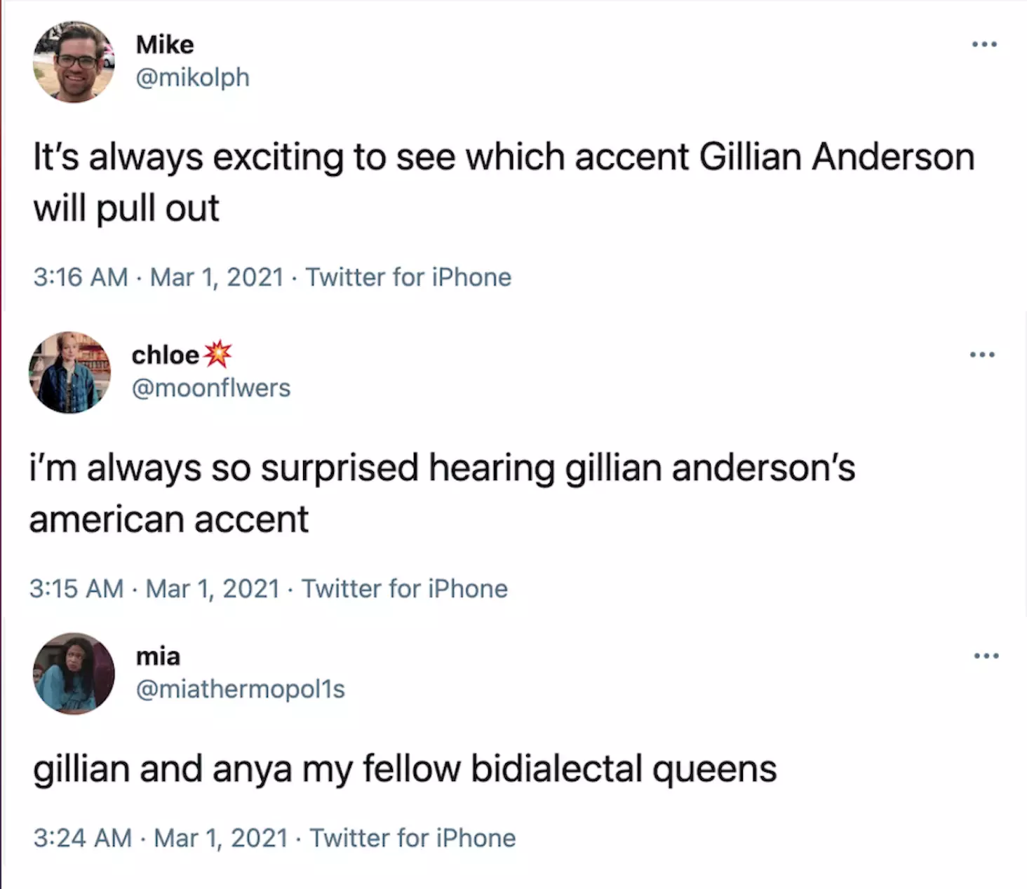 Viewers took to Twitter after hearing Gillian's bidialectal accent during her acceptance speech (