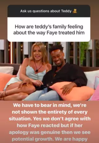 Teddy's family opened up during a Q&A on Instagram (