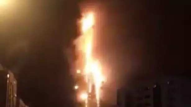 Huge Fire Tears Through Skyscraper In United Arab Emirates