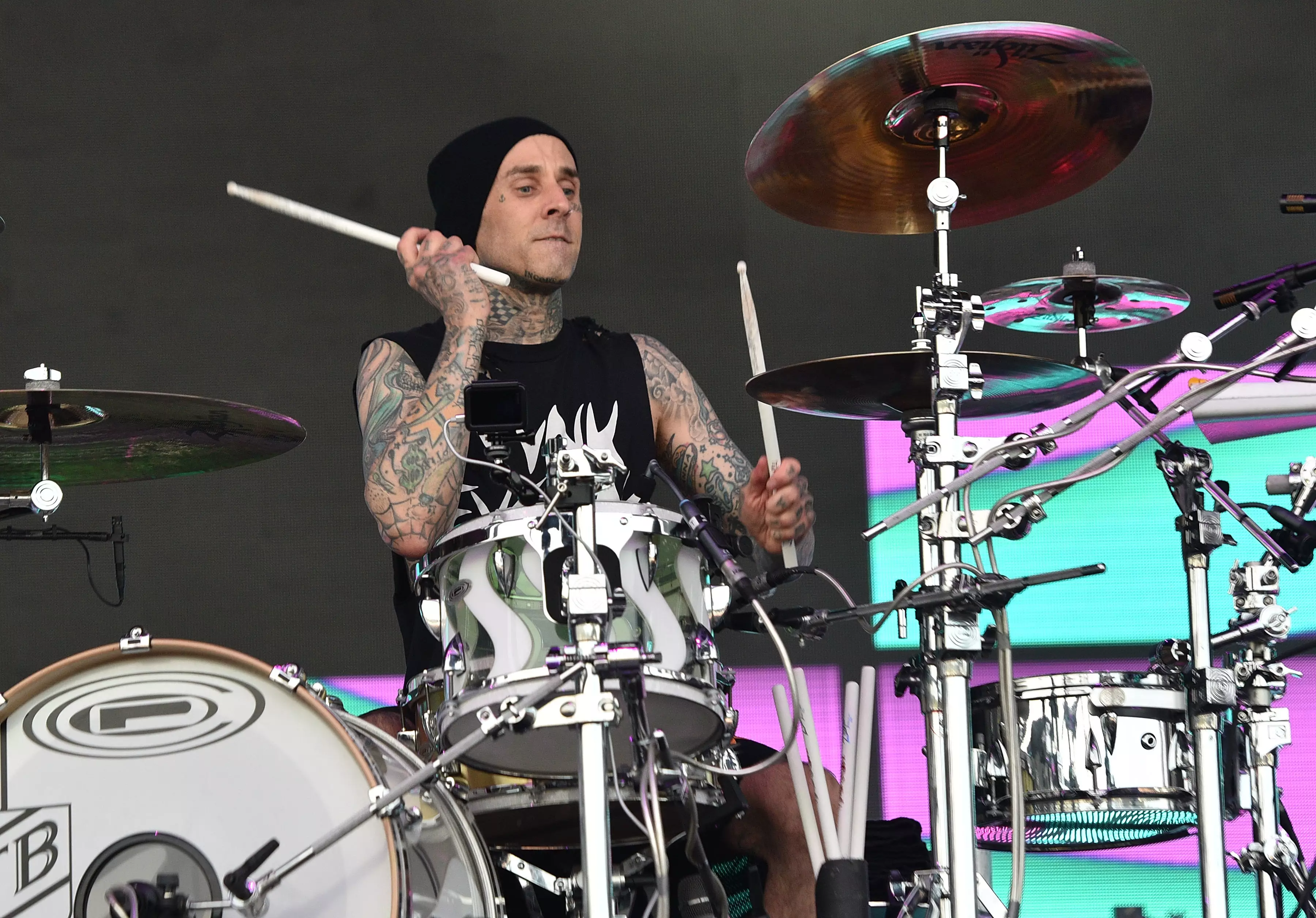 Travis Barker performing at the Outside Lands music festival in 2019 (