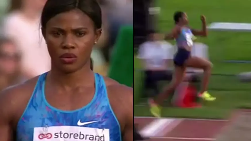 Athlete Suffers Embarrassing Wig Mishap During Long Jump Event