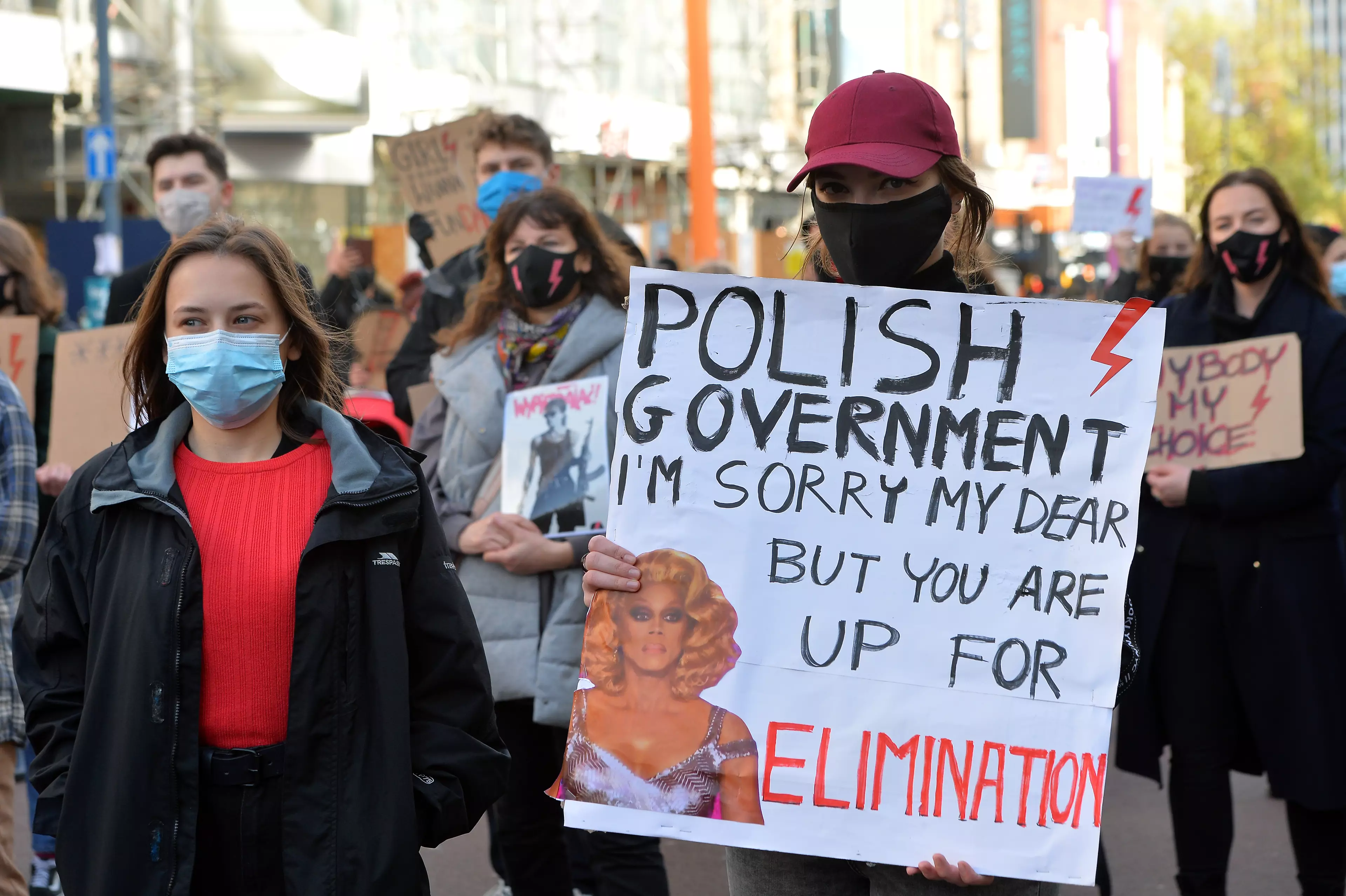 Protestors on the streets of Warsaw (