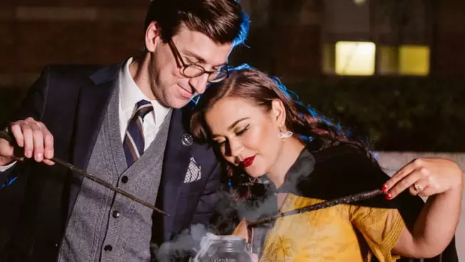 'Harry Potter' Fans Take Part In A Hogwarts-Inspired Engagement Photo Shoot