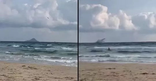 Terrifying Footage Shows Plane Crash Into The Sea Off Spanish Beach