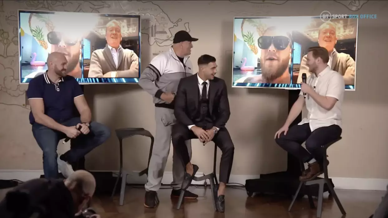 John Fury Squares Up To TV Screen During Jake Paul Press Conference
