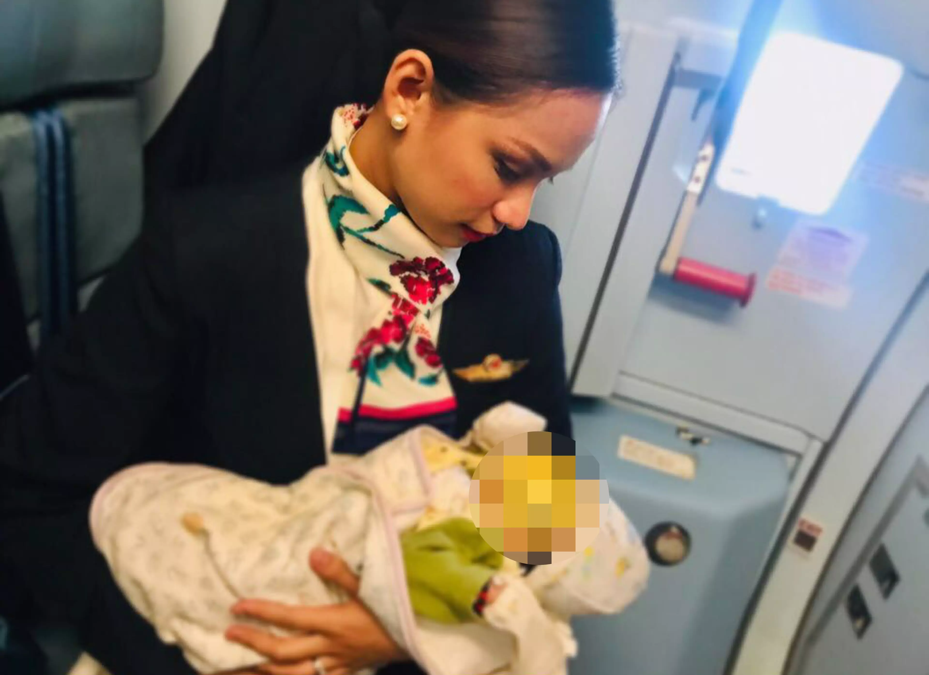 The baby's mum ran out of milk while on the plane.