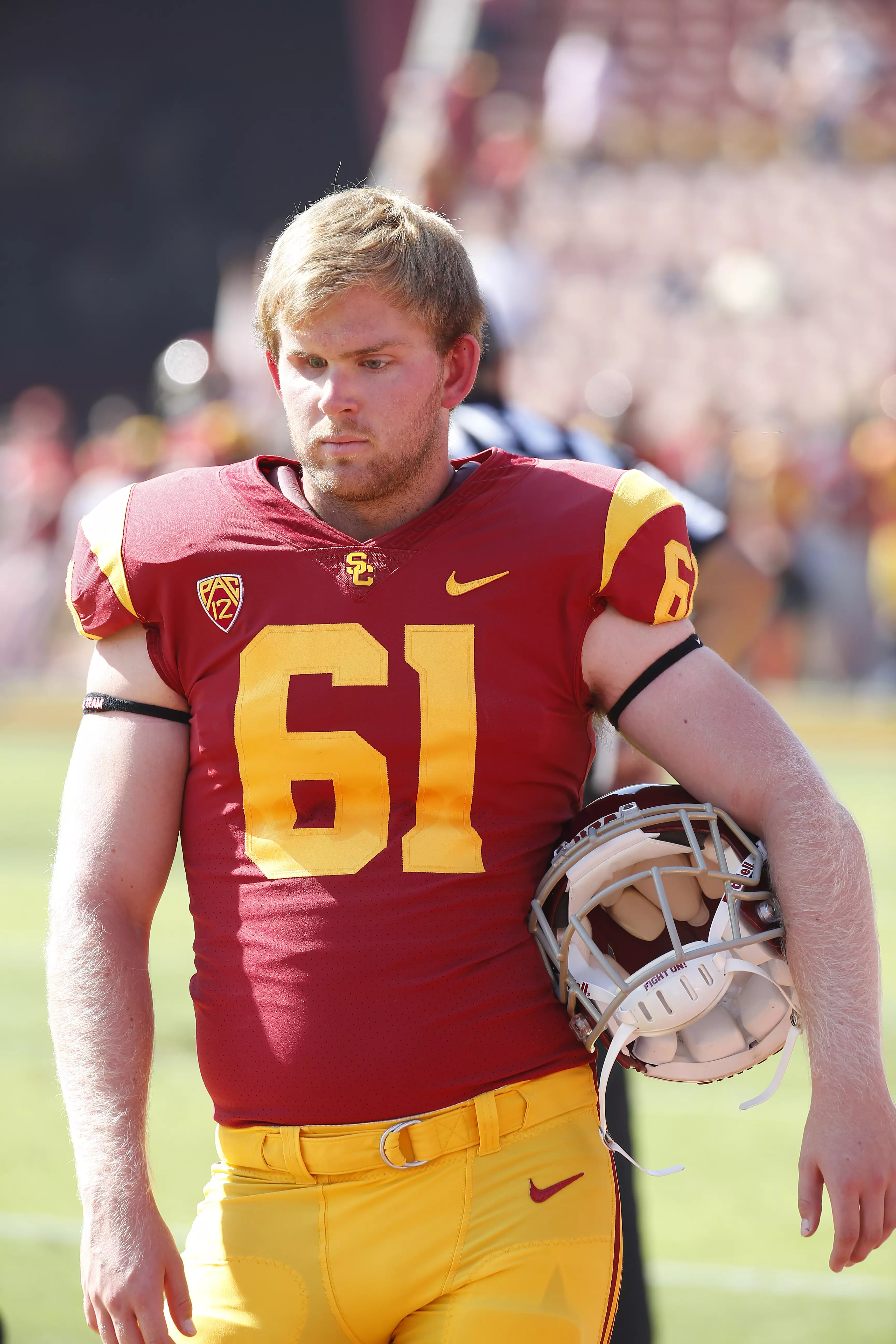 Jake Olson playing American Football in 2018.